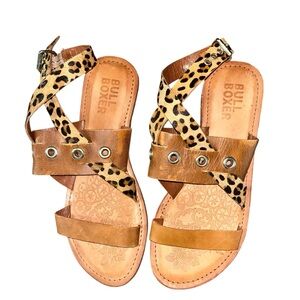 Bull Boxer Women’s Leather‎ Sandals Leopard Animal Print Strappy Gladiator 9M